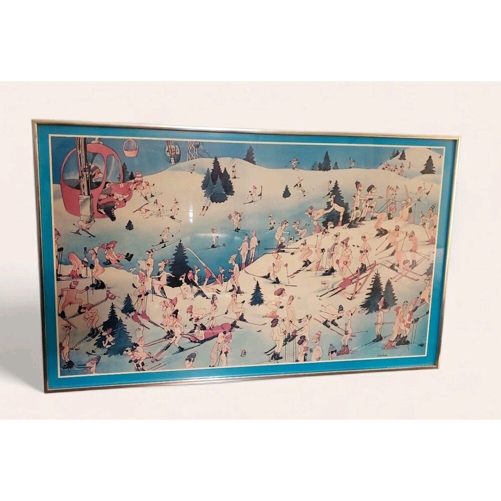 Skier’s Paradise by Roger Blachon – Vintage 1970s Nude Humor Ski Poster – 35×22